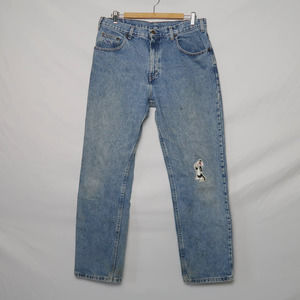 Vintage 90s GAP light wash blue denim straight leg jeans with patches 36